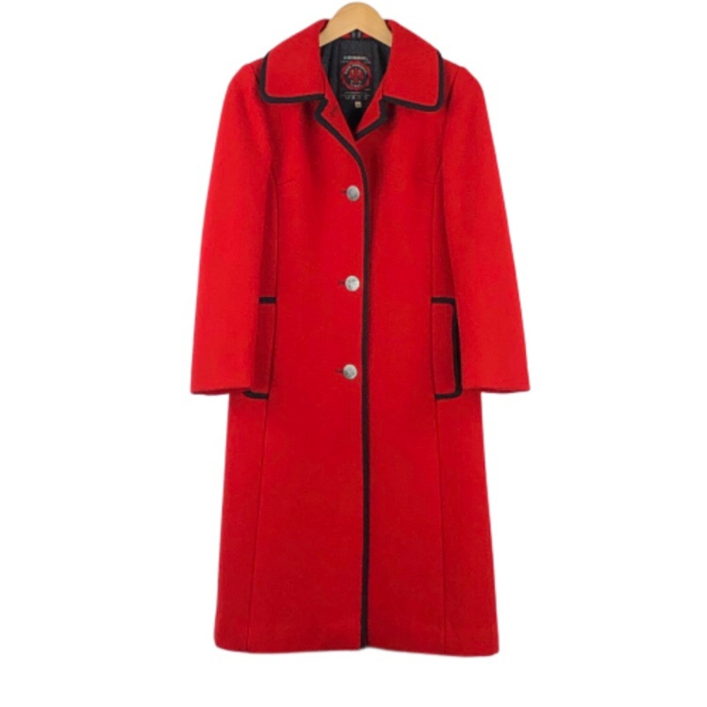 ORIGINAL BAUR FORADORI  | 100% Virgin Wool Coat | Cherry Red w/ Black Detailing